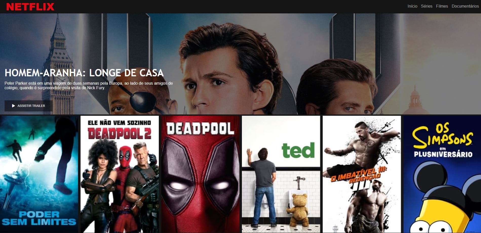Projeto clonando a interface da Netflix